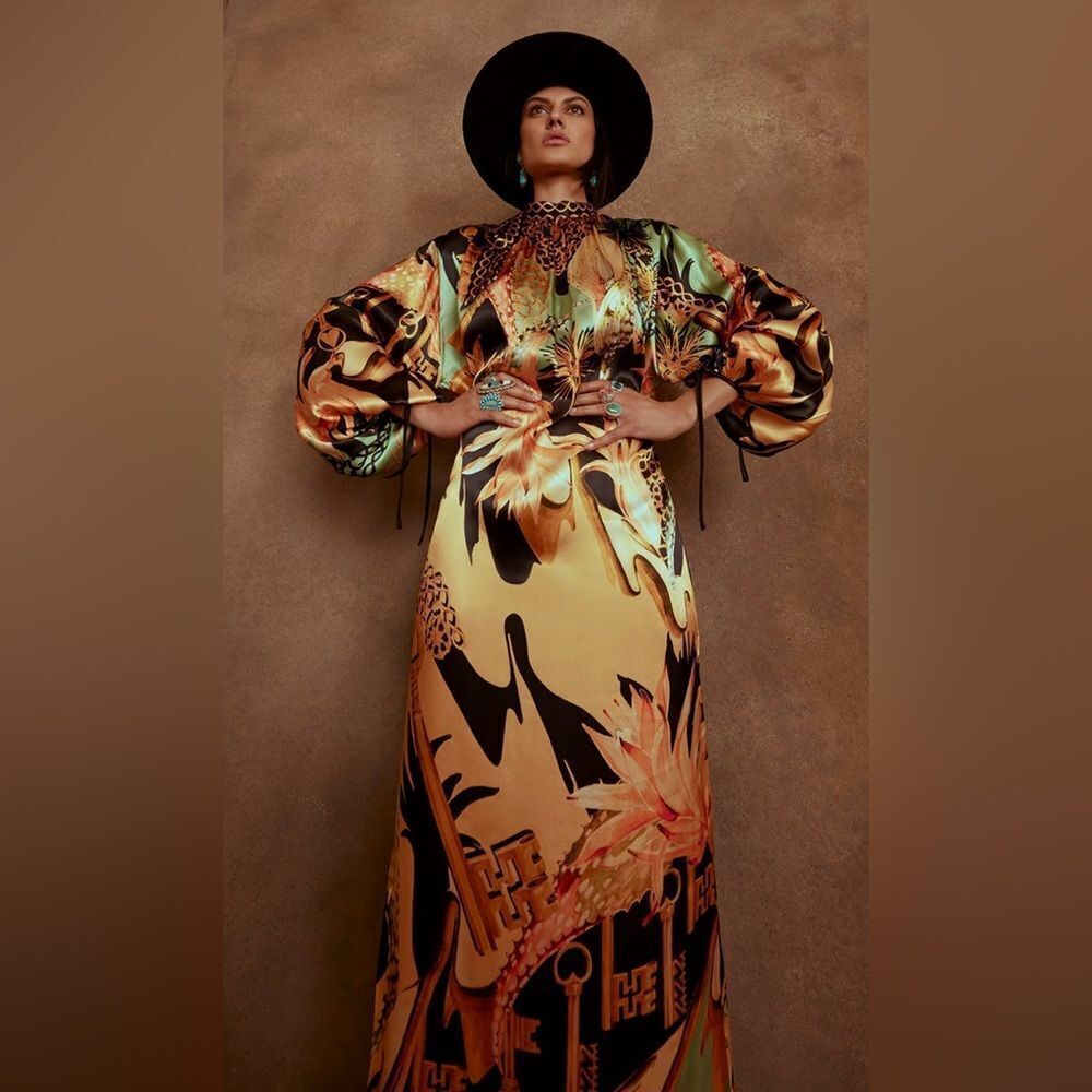 Temperley London 100% viscose Elegant Floral Maxi Dress, US6